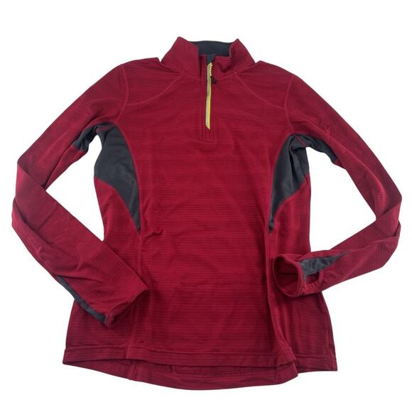 Mondetta Shirt Womens Small P Red Long Sleeve 1/4 Zip Thumb Hole Pockets Bike - Picture 1 of 11